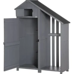 Clearance Haveskur, Træ, 129x51,5x180 cm, Grå og Sort Skure, Garager & Carports