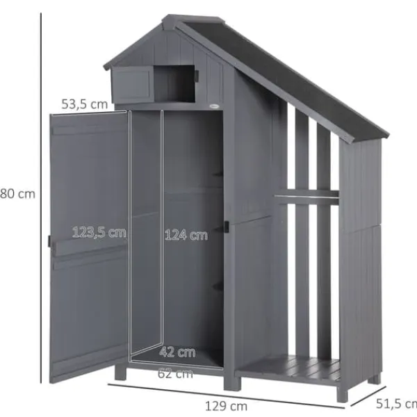 Clearance Haveskur, Træ, 129x51,5x180 cm, Grå og Sort Skure, Garager & Carports