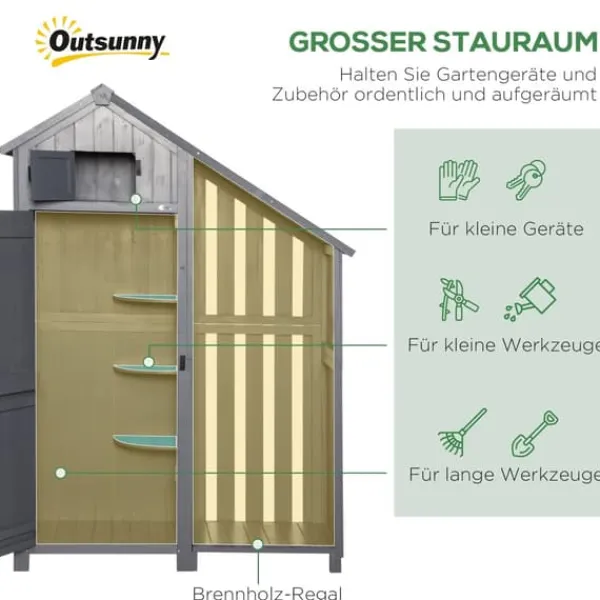 Clearance Haveskur, Træ, 129x51,5x180 cm, Grå og Sort Skure, Garager & Carports