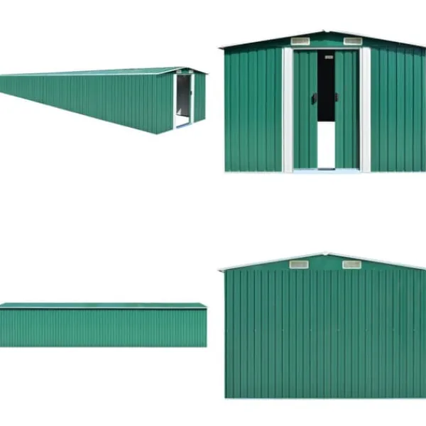 Best Haveskur 257x990x181 cm galvaniseret stål grøn - Haveskur - Haveskure - Home & Living Skure, Garager & Carports