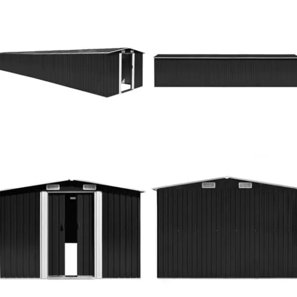 Skure, Garager & Carports^Haveskur 257x997x178 cm galvaniseret stål antracitgrå - Haveskur - Haveskure - Home & Living