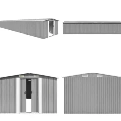Skure, Garager & Carports^Haveskur 257x990x181 cm galvaniseret stål grå - Haveskur - Haveskure - Home & Living