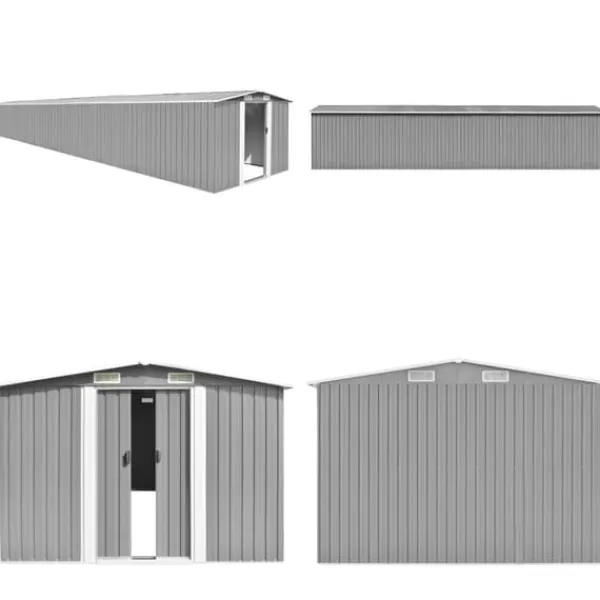 Skure, Garager & Carports^Haveskur 257x990x181 cm galvaniseret stål grå - Haveskur - Haveskure - Home & Living