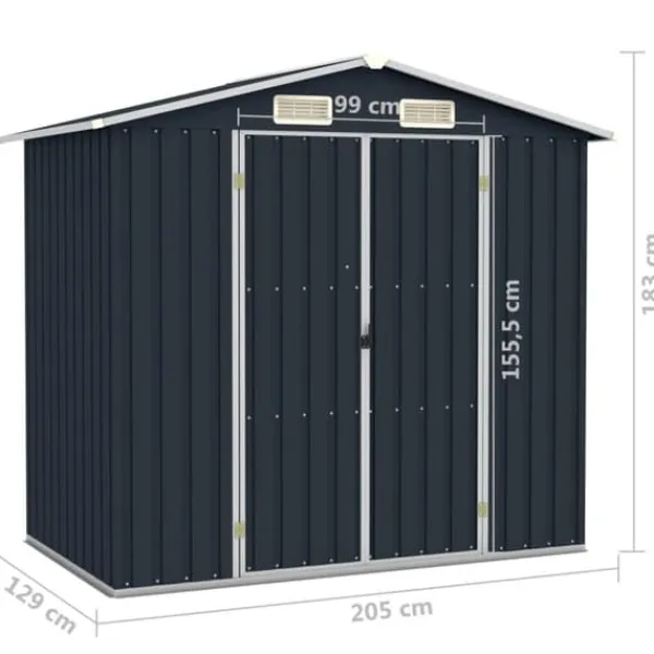 Skure, Garager & Carports^Haveskur 205x129x183 cm galvaniseret stål antracitgrå - Haveskur - Haveskure - Home & Living