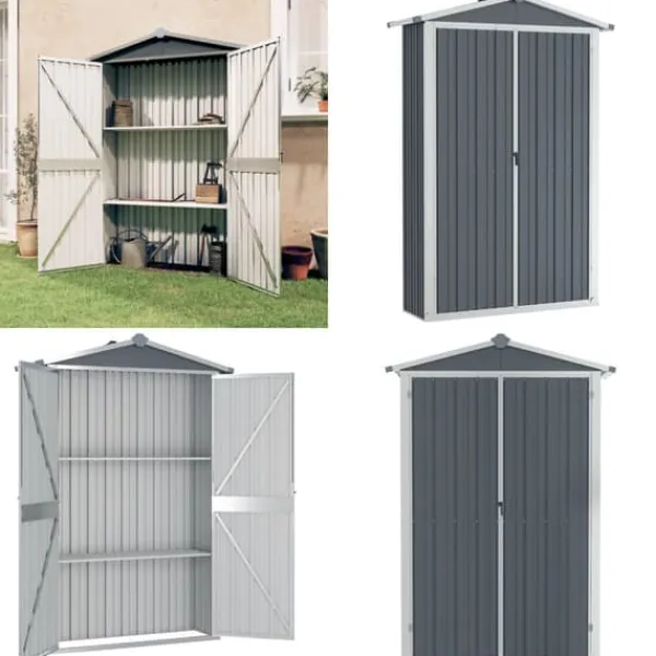 Skure, Garager & Carports^Haveskur 116x45x175 cm galvaniseret stål grå - Haveskur - Haveskure - Home & Living