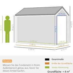 Skure, Garager & Carports^Haveskur, 259x172x222 cm, Grå