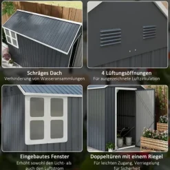 Skure, Garager & Carports^Haveskur, 259x172x222 cm, Grå