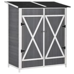 Skure, Garager & Carports^Haveskur, 139x75x160 cm, grå og hvid