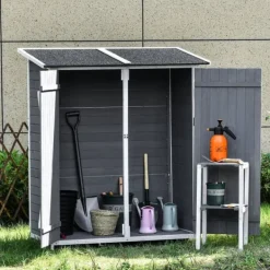 Skure, Garager & Carports^Haveskur, 139x75x160 cm, grå og hvid