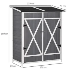 Skure, Garager & Carports^Haveskur, 139x75x160 cm, grå og hvid