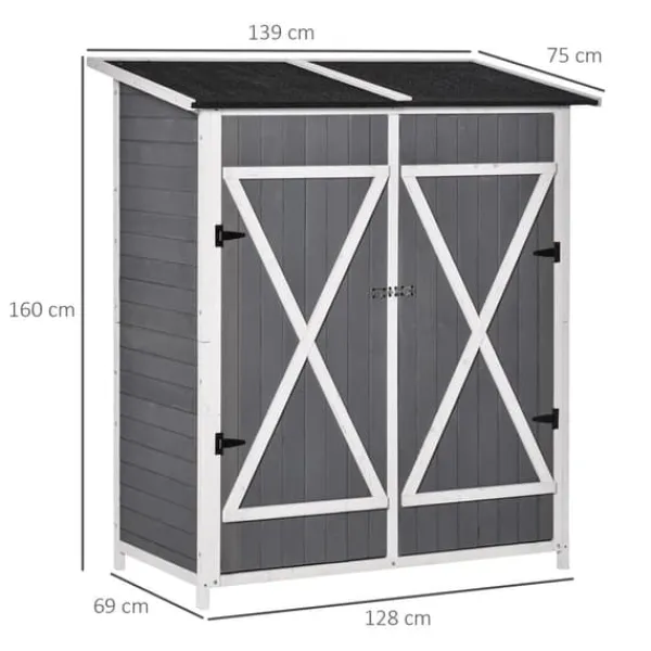 Skure, Garager & Carports^Haveskur, 139x75x160 cm, grå og hvid