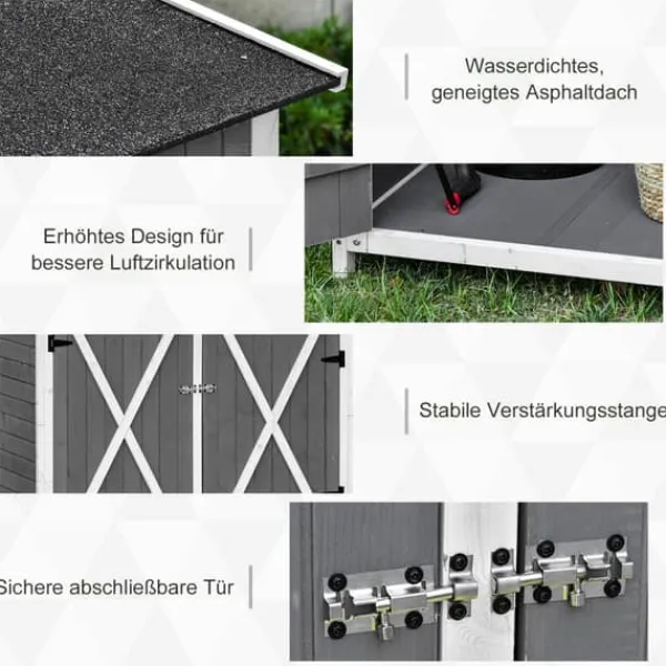 Skure, Garager & Carports^Haveskur, 139x75x160 cm, grå og hvid