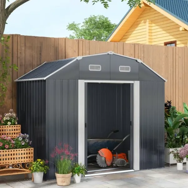 Discount Haveskur, 238x132x198,5 cm, Mørkegrå Skure, Garager & Carports