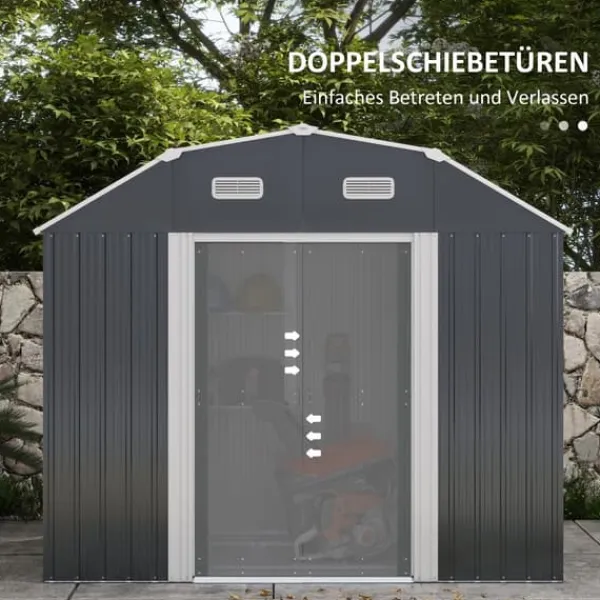 Discount Haveskur, 238x132x198,5 cm, Mørkegrå Skure, Garager & Carports