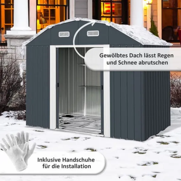 Discount Haveskur, 238x132x198,5 cm, Mørkegrå Skure, Garager & Carports