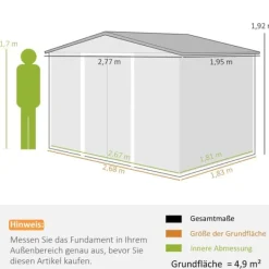 Skure, Garager & Carports^Haveskur, 277x195x192 cm, Mørkegrå