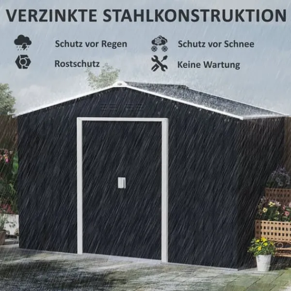 Skure, Garager & Carports^Haveskur, 277x195x192 cm, Mørkegrå