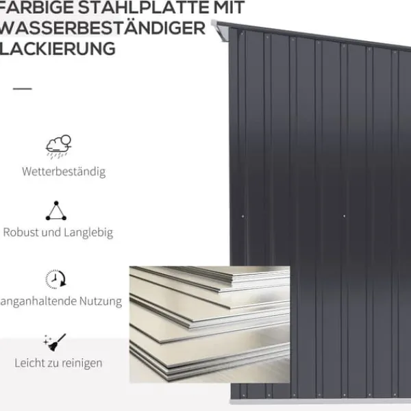 Outlet Haveskur, 100x103x160 cm, Mørkegrå Skure, Garager & Carports