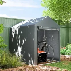 Haveskur/opbevaringstelt, robust og vejrbestandigt, stålramme, 1,2×1,8×1,6 m, mørkegrå Skure, Garager & Carports