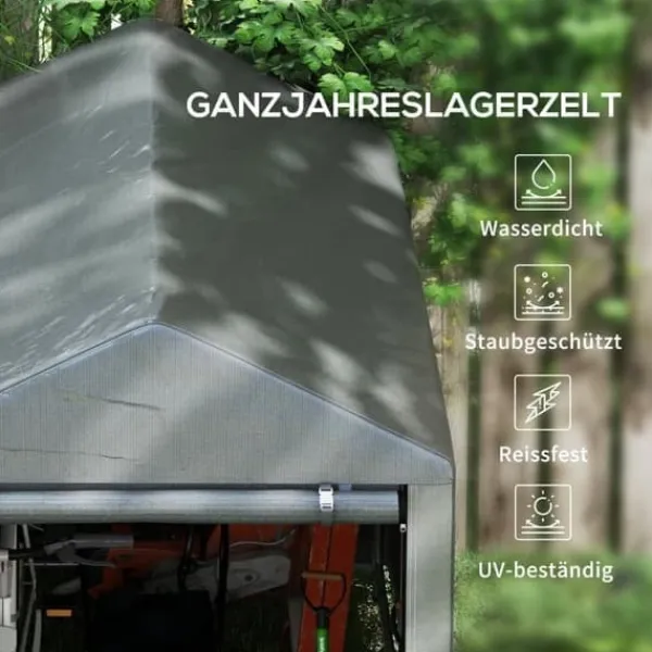 Haveskur/opbevaringstelt, robust og vejrbestandigt, stålramme, 1,2×1,8×1,6 m, mørkegrå Skure, Garager & Carports