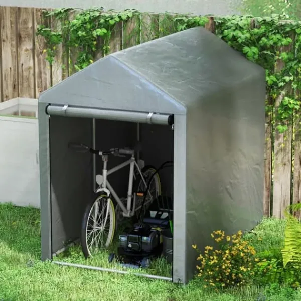 Haveskur/opbevaringstelt, robust og vejrbestandigt, stålramme, 1,2×1,8×1,6 m, mørkegrå Skure, Garager & Carports
