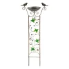 Clearance Have-spalier - Klatrestativ med fuglebad - Højde 100 cm - Metal - Fuglemotiv - Fuglebad 5 cm dyb - Jordspyd 17 cm - Vandtæt - Rød Til Fugle & Småvildt
