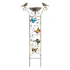 Til Fugle & Småvildt^Havespalier/klatrestativ med fuglebad - Sommerfuglemønster - Metal, vandtæt - Højde 100 cm - Jordspyd 17 cm - Fuglebad dybde 5 cm - Hvid