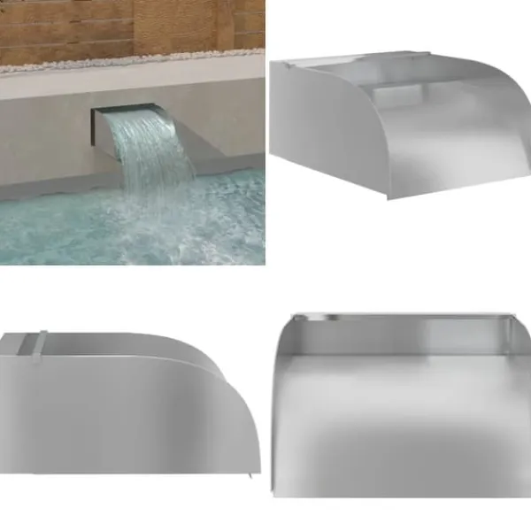 Online Havespringvand med LED-lys 30x34x14 cm rustfrit stål 304 - Vandfald - Vandfald Med LED-lys - Home & Living Springvand & Damme
