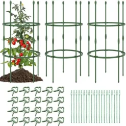 New Havestativ, 3-pak Havestativ 40"/60" Høje Plantestøttestativer med Klemmer og Bånd-S, 20x40"/20x60", Grøn Krukker & Plantebeholdere