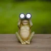 Havedekorationer^Havestatue Frø med solcellelampe og LED-belysning