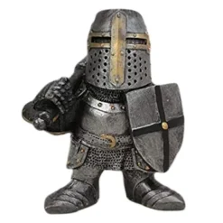 Havedekorationer^Havestatue Ridder Dværgvagt Rustning Miniature Ridderskulptur til Haveindretning