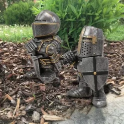 Havedekorationer^Havestatue Ridder Dværgvagt Rustning Miniature Ridderskulptur til Haveindretning