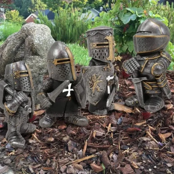 Havedekorationer^Havestatue Ridder Dværgvagt Rustning Miniature Ridderskulptur til Haveindretning