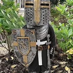 Havedekorationer^Havestatue Ridder Dværgvagt Rustning Miniature Ridderskulptur til Haveindretning