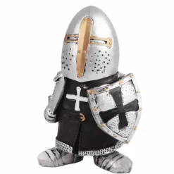Outlet Havestatue Ridder Dværgvagt Rustning Miniature Ridderskulptur til Haveindretning Havedekorationer