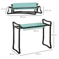 Sale Havestol, sammenklappelig, EVA/stål, maks. 150 kg, 58x28x49 cm, mørkegrøn Støtte Med Hjul, Sæder & Knæbeskyttelse Til Havepleje