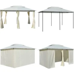 Telte & Lysthuse^Havetelt med gardiner 4x3 m hvid - Havepavillon - Havepavilloner - Home & Living