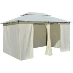 Telte & Lysthuse^Havetelt med gardiner 4x3 m hvid - Havepavillon - Havepavilloner - Home & Living