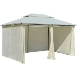 Telte & Lysthuse^Havetelt med gardiner 4x3 m hvid - Havepavillon - Havepavilloner - Home & Living