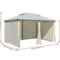 Telte & Lysthuse^Havetelt med gardiner 4x3 m hvid - Havepavillon - Havepavilloner - Home & Living