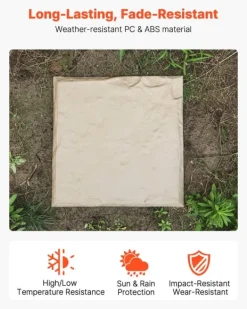 Havesten & Trædesten^Havetrædesten - Trinsten - Sæt med 4 - 39,5 x 39,5 cm - Vejrbestandig plast - Med jordspyd - Til gangsti i have/terrasse - Beige