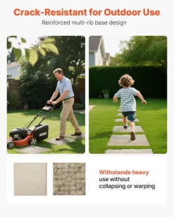Havesten & Trædesten^Havetrædesten - Trinsten - Sæt med 4 - 39,5 x 39,5 cm - Vejrbestandig plast - Med jordspyd - Til gangsti i have/terrasse - Beige