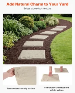 Havesten & Trædesten^Havetrædesten - Trinsten - Sæt med 4 - 39,5 x 39,5 cm - Vejrbestandig plast - Med jordspyd - Til gangsti i have/terrasse - Beige
