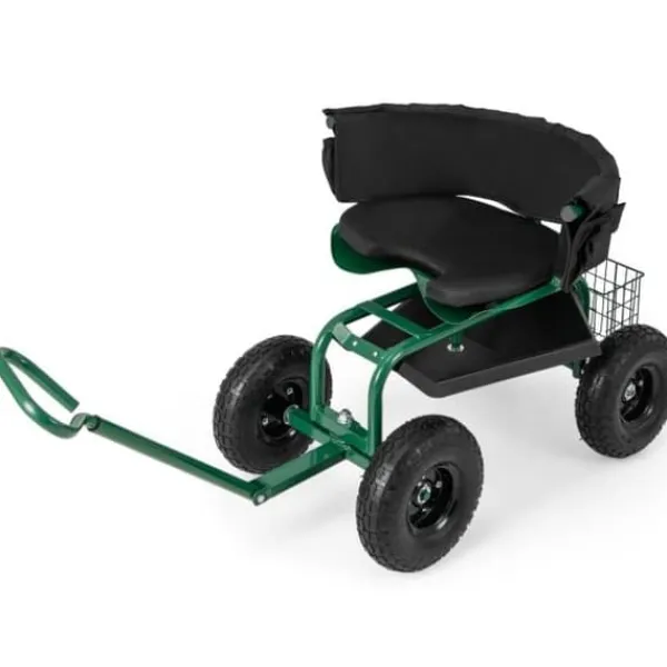 Støtte Med Hjul, Sæder & Knæbeskyttelse Til Havepleje^Havetrillebør Scooter, 35,5x24x23,5-27cm, Rød, Sort