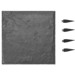 Sale Havetrinsten / Trædesten - Sæt 16 stk. - Mål 39,5 x 39,5 cm - Vejrbestandig plast - Med jordspyd til fastgørelse - Til græsplæne og terrasse - Grå Havesten & Trædesten