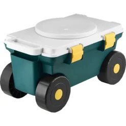 Støtte Med Hjul, Sæder & Knæbeskyttelse Til Havepleje^Havevogn med Sæde på Ruller, Model 114 kg, Havescooter med Opbevaringskasse & Komfortabelt Sæde