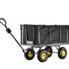 Haveværktøj^Havevogn, Pulverlakeret metalmateriale, 450 kg kapacitet, Dimensioner 96x51x72 cm, Mønstret hjul for stabilitet, Netvægge med PVC presenning