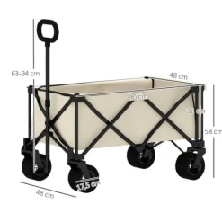 Haveværktøj^Havevogn sammenklappelig 100 kg med aftagelig dug, håndtag & hjul, 138 L, beige
