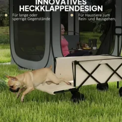 Haveværktøj^Havevogn sammenklappelig 100 kg med aftagelig dug, håndtag & hjul, 138 L, beige