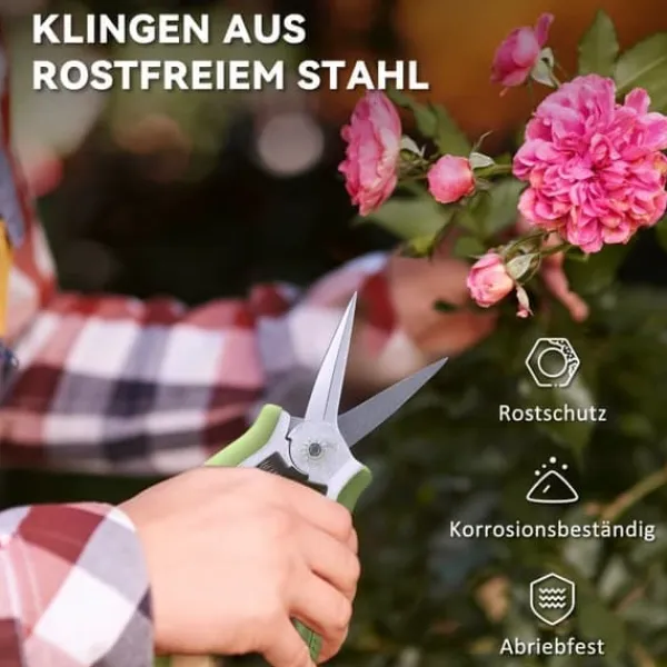 Haveværktøj^Haveværktøjssæt, 2 dele, rustfrit stål: beskæresaks + grensaks, grøn/sølv
